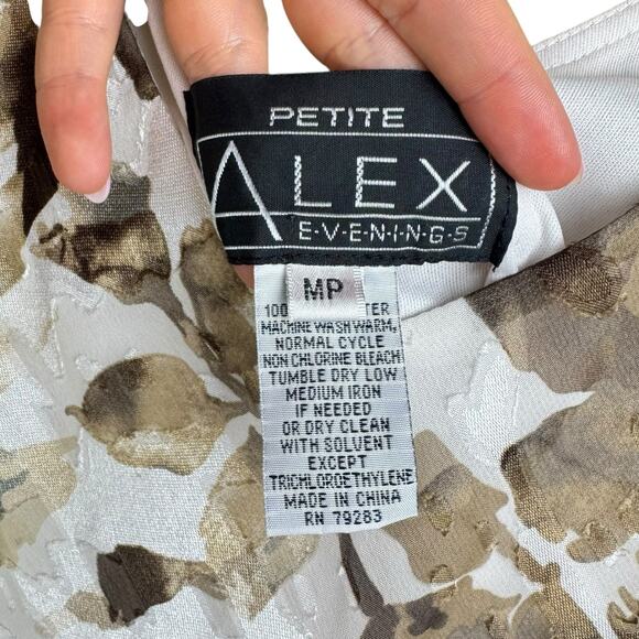 Alex Evenings Brown and White Watercolor Floral Tank Top and Jacket Set - Picture 8 of 16